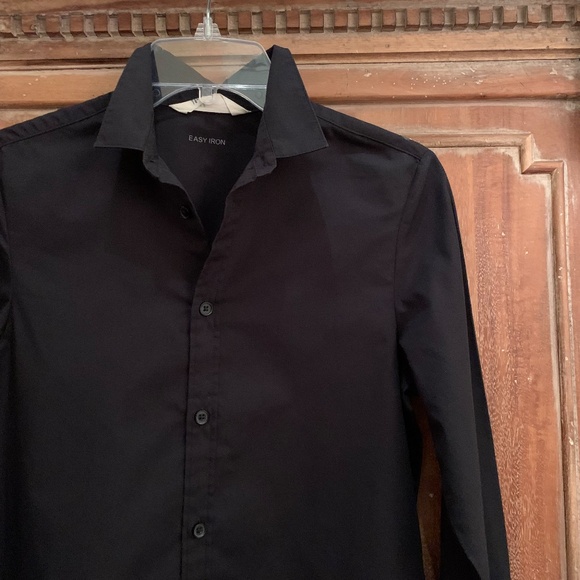 H&M Youth Black Button Up Shirt Black Size 13/ 14 - Picture 3 of 10